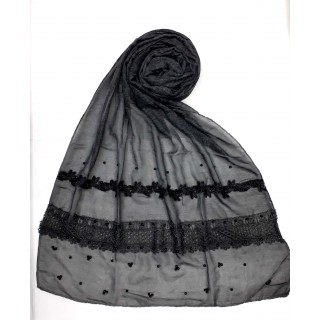 Designer cotton women's stole - Black
